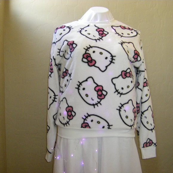 Sanrio Tops - Hello Kitty White Plush Fleece Sweatshirt by Sanrio JR. Women's Sizes New Sealed